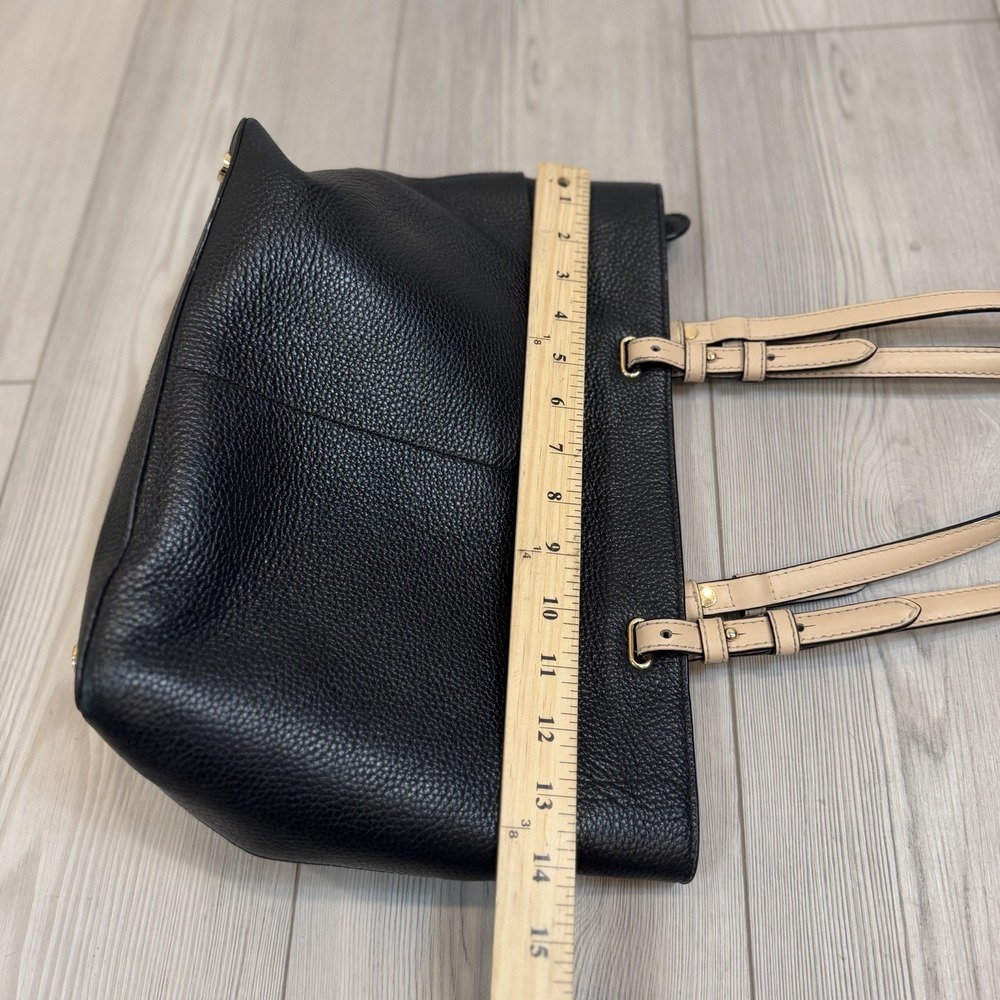 Michael Kors Bedford Tote Handbag Black Pebble Leather Shoulder Purse w/ Pockets - Picture 14 of 16